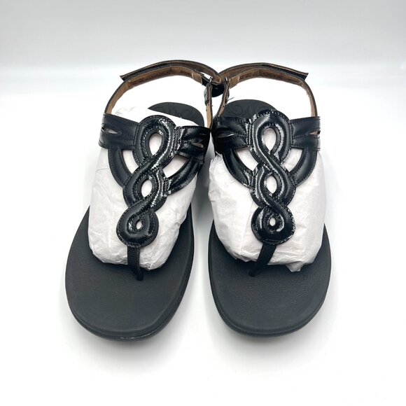 10W‎ 10 WIDE WIDTH Rockport Ramona Black Patent Sandals Shoes - Picture 2 of 12